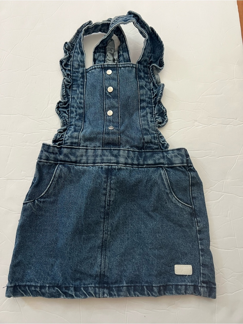 7 For All Mankind toddler girl blue denim Overall skirt, 24m NWOT